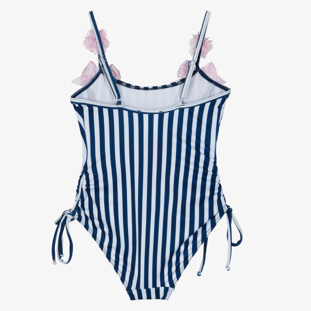 Selini Action-مايوه مخطط للبنات مزين بفيونكات لون زهري | Childrensalon