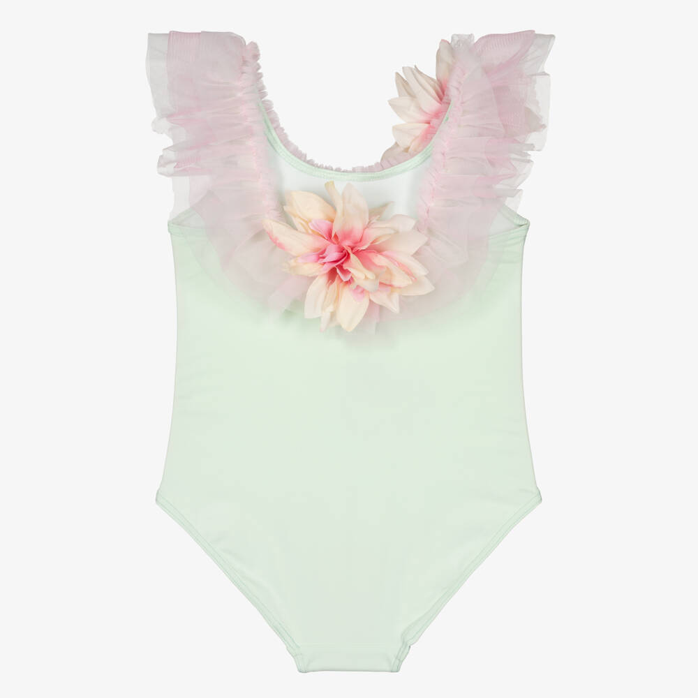 Selini Action-مايوه مزين بالكشكش والتول لون أخضر  | Childrensalon