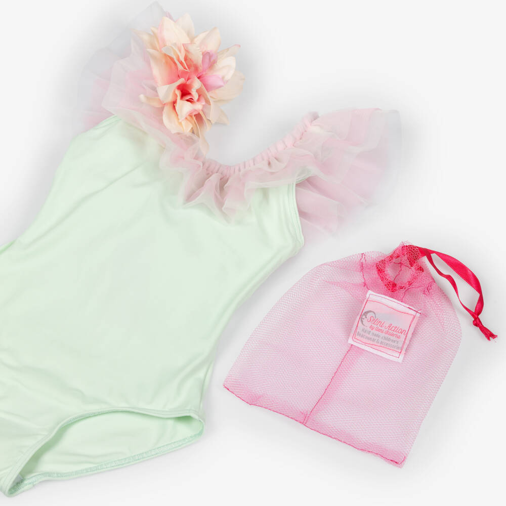 Selini Action-مايوه مزين بالكشكش والتول لون أخضر  | Childrensalon