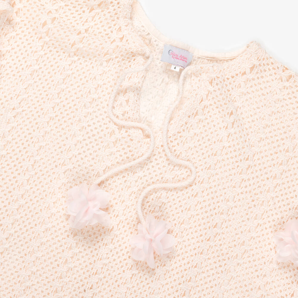 Selini Action-قفطان كروشيه لون زهري خوخي للبنات | Childrensalon