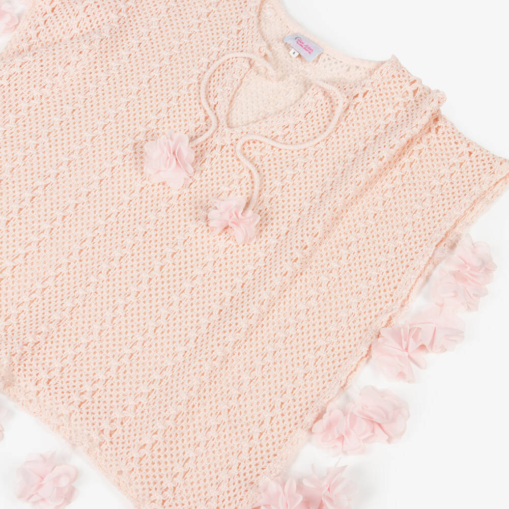 Selini Action-قفطان كروشيه لون زهري خوخي للبنات | Childrensalon