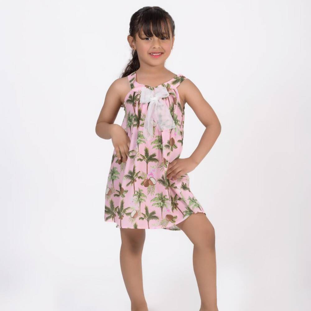 Selini Action-Платье розовое с принтом кокосов для девочек | Childrensalon