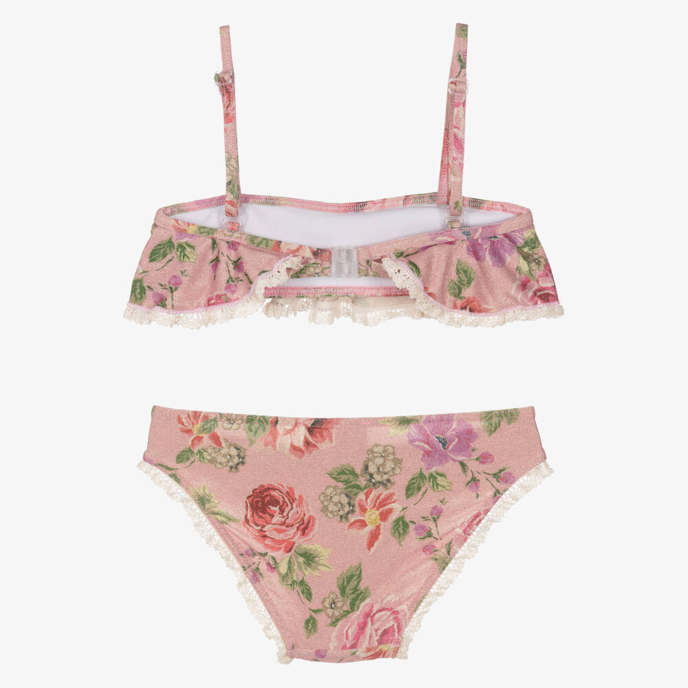 Selini Action-Бикини розово-золотое с цветочным узором для девочек | Childrensalon