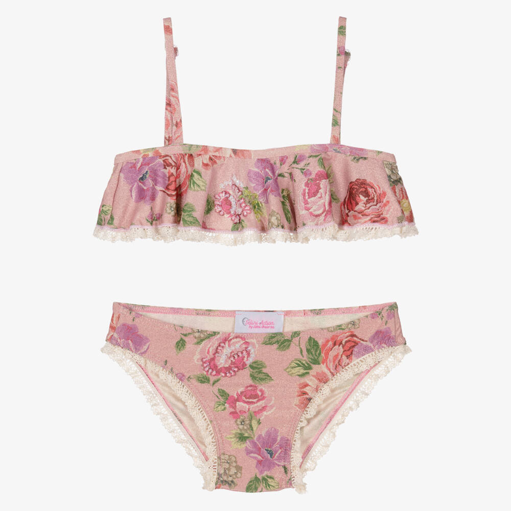 Selini Action-Бикини розово-золотое с цветочным узором для девочек | Childrensalon