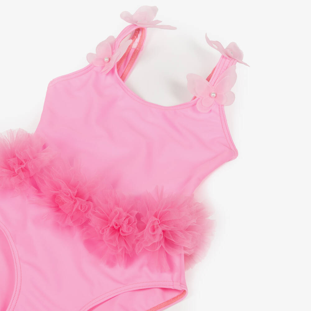 Selini Action-مايوه بطبعة ورود وفراشات تول لون زهري للبنات | Childrensalon