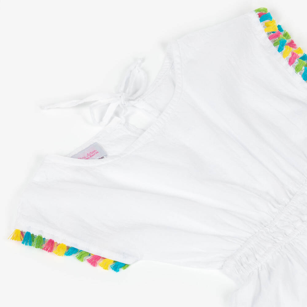 Selini Action-بلاي سوت شاطئ قطن لون أبيض للبنات | Childrensalon