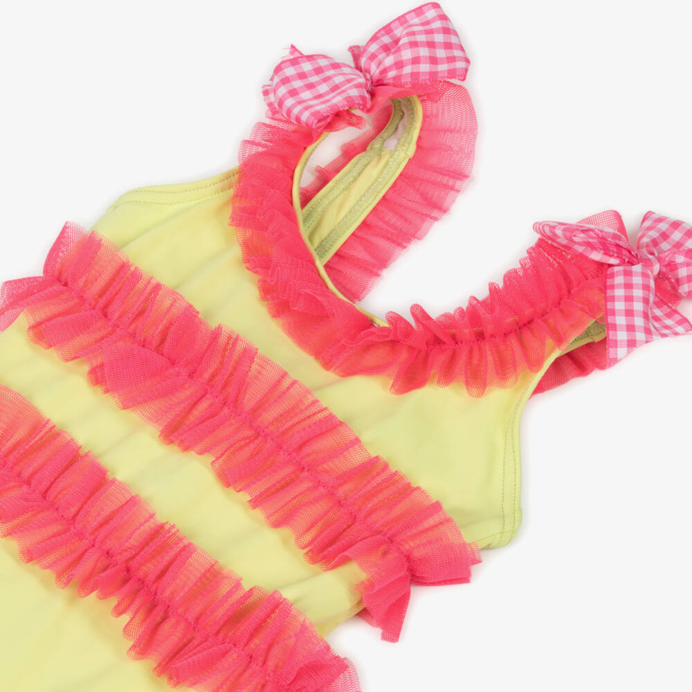 Selini Action Girls Floral Swimsuit in Yellow