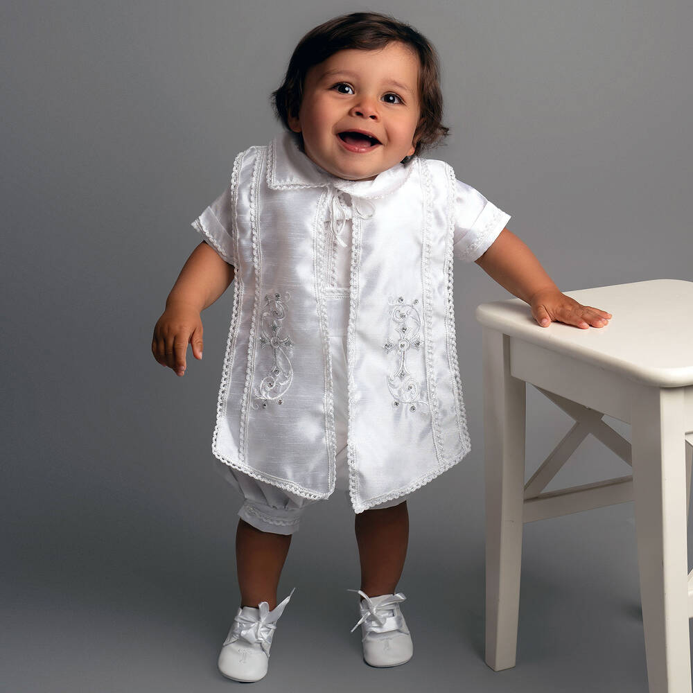 Sevva-Baby Boys White Ceremony Shorts Set | Childrensalon