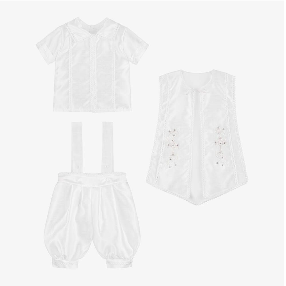 Sevva-Baby Boys White Ceremony Shorts Set | Childrensalon