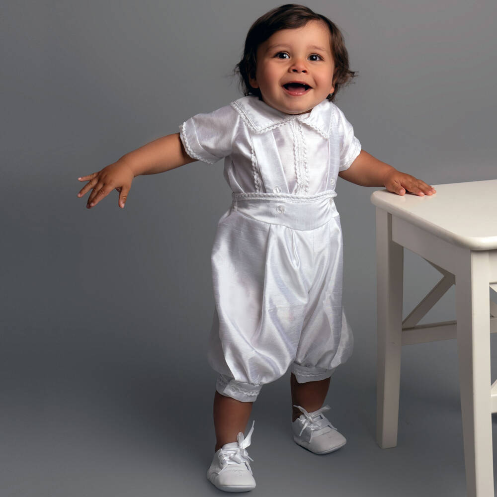 Sevva-Baby Boys White Ceremony Shorts Set | Childrensalon