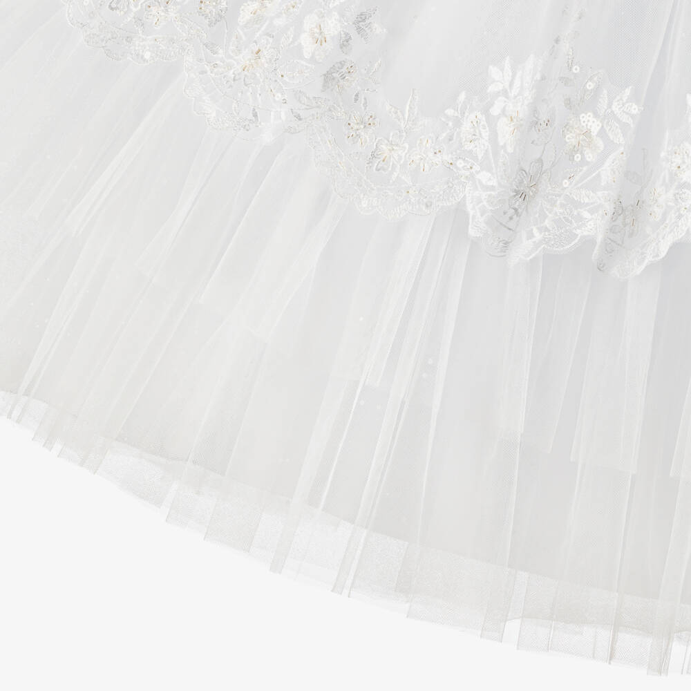 Sevva-فستان مناسبات مطرز مع قبعة بونيه لون أبيض للبنات الرضع | Childrensalon