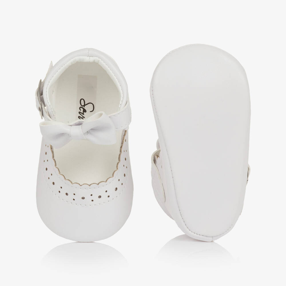 Sevva-حذاء لمرحلة بدء المشي جلد صناعي لون أبيض للبنات الرضع | Childrensalon
