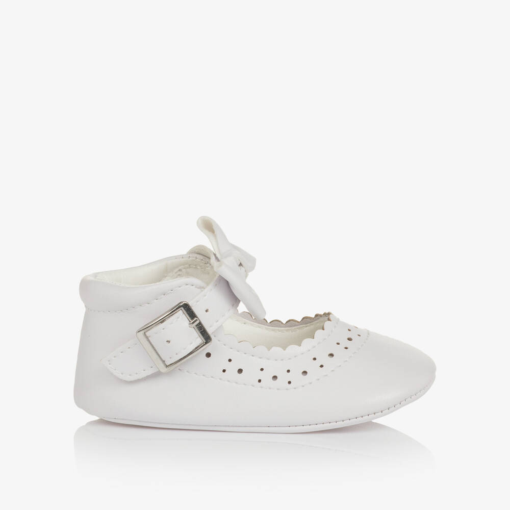 Sevva-حذاء لمرحلة بدء المشي جلد صناعي لون أبيض للبنات الرضع | Childrensalon