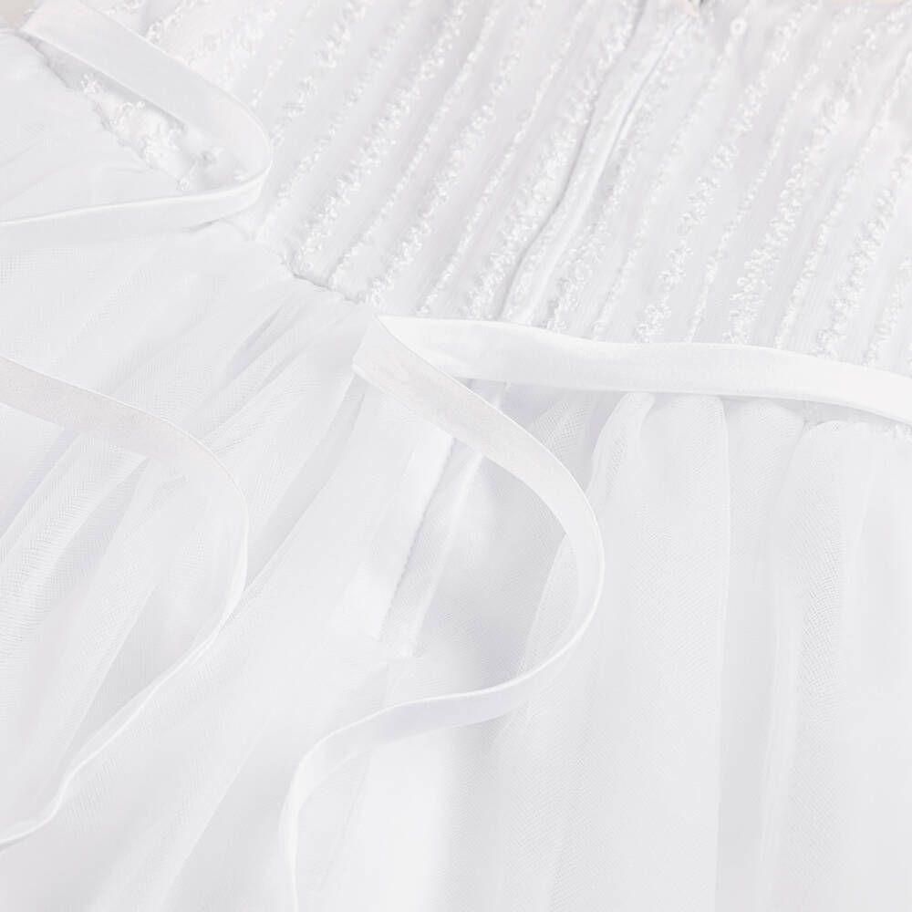 Sevva-Baby Girls White Tulle Ceremony Dress with Cape | Childrensalon