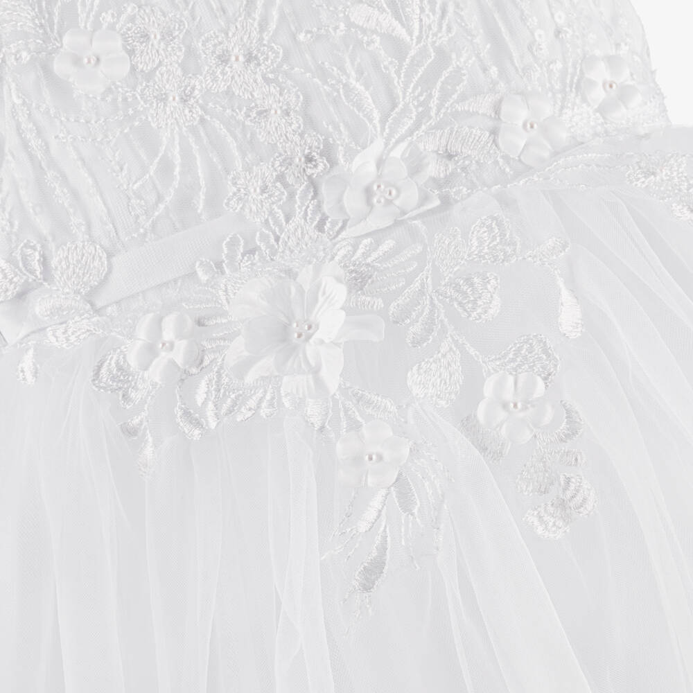 Sevva-Baby Girls White Tulle Ceremony Dress with Cape | Childrensalon