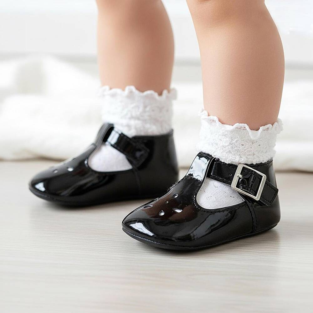 Sevva-Black Faux Patent Leather Pre-Walkers | Childrensalon
