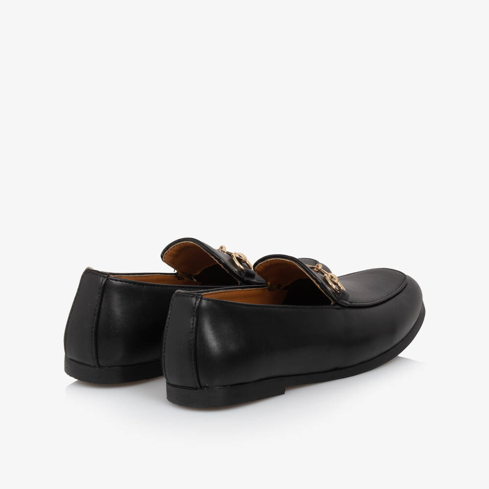 Sevva-Boys Black Faux Leather Horsebit Loafers | Childrensalon