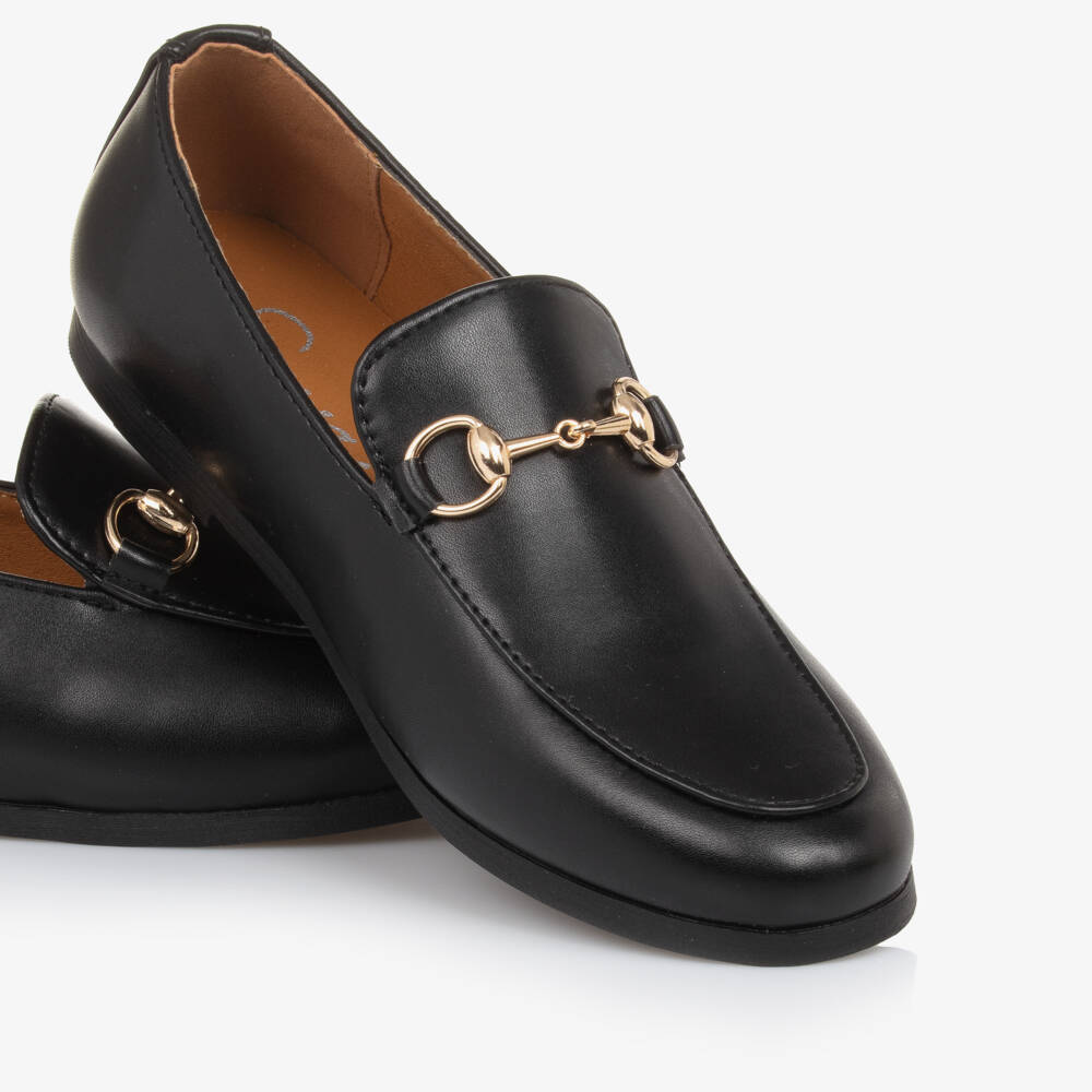 Sevva-Boys Black Faux Leather Horsebit Loafers | Childrensalon