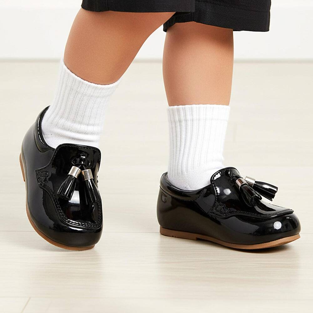 Sevva-Boys Black Faux Patent Leather Loafers | Childrensalon