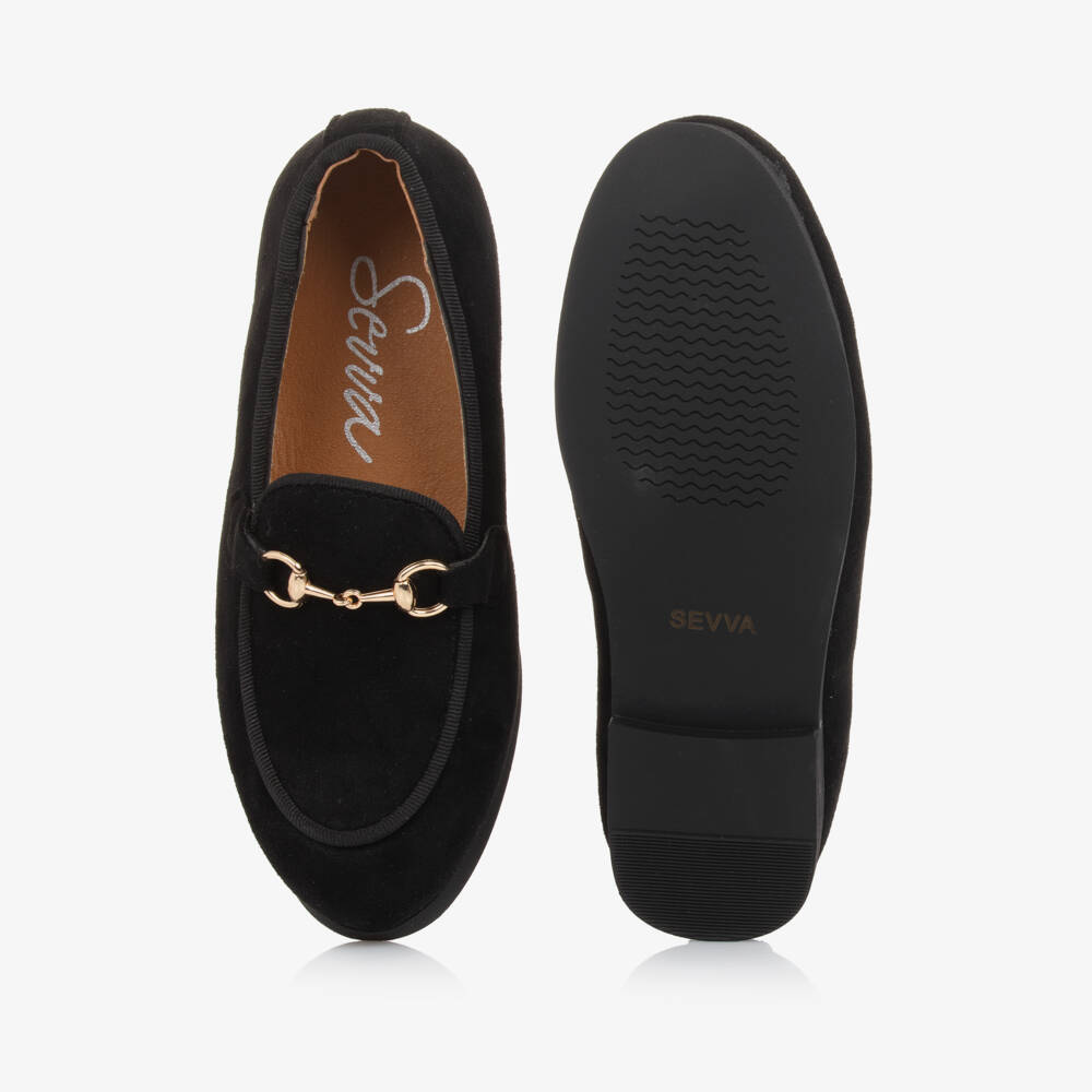 Sevva-Boys Black Faux Suede Horsebit Loafers | Childrensalon