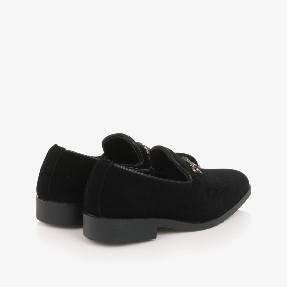 Sevva-Boys Black Ribbed Velvet Loafers | Childrensalon