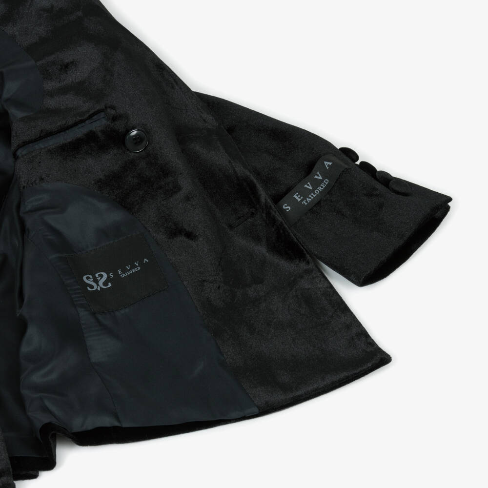 Sevva-Boys Black Velvet Double Breasted Tuxedo Suit | Childrensalon