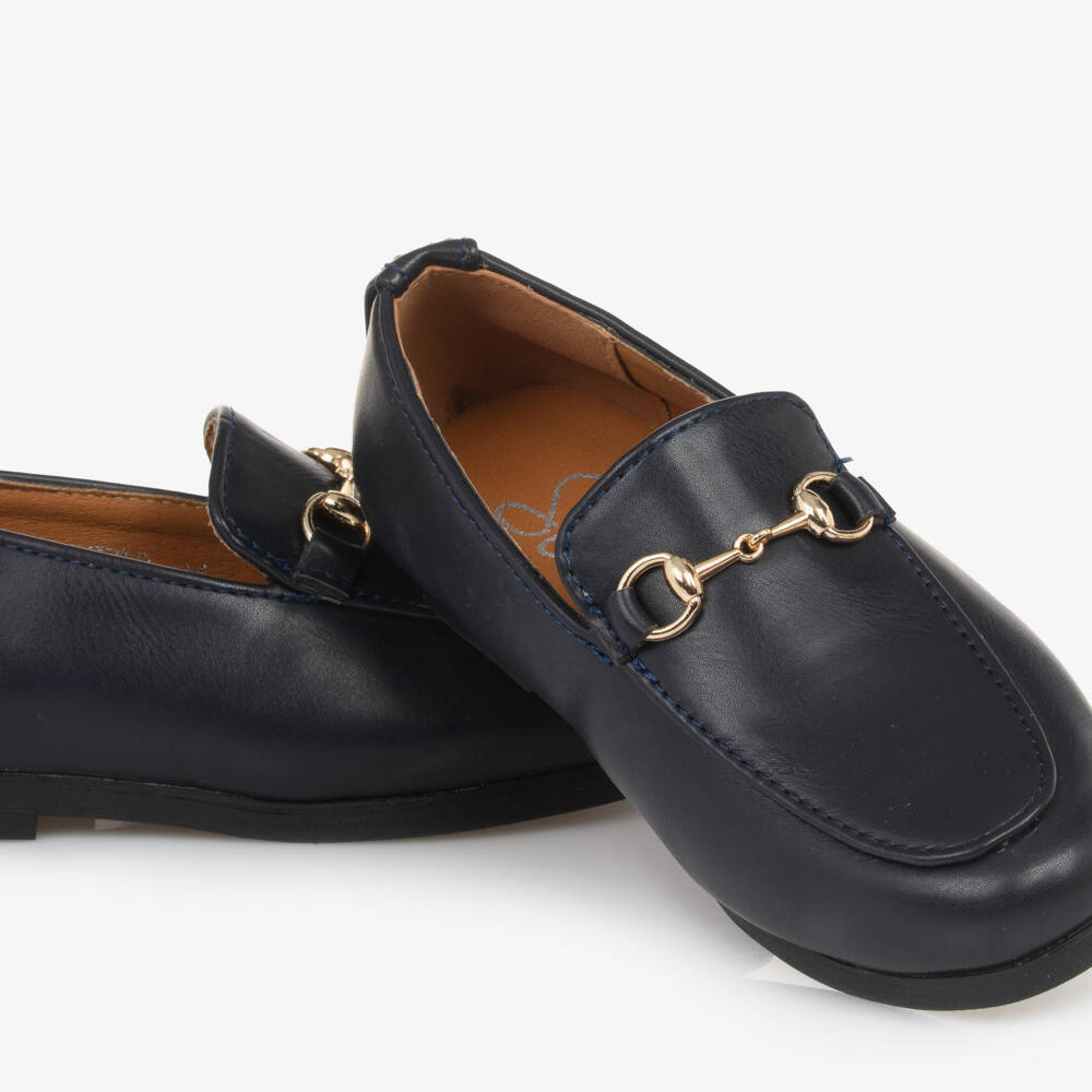 Sevva-Boys Blue Faux Leather Horsebit Loafers | Childrensalon