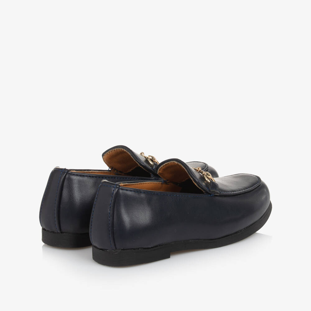 Sevva-Boys Blue Faux Leather Horsebit Loafers | Childrensalon