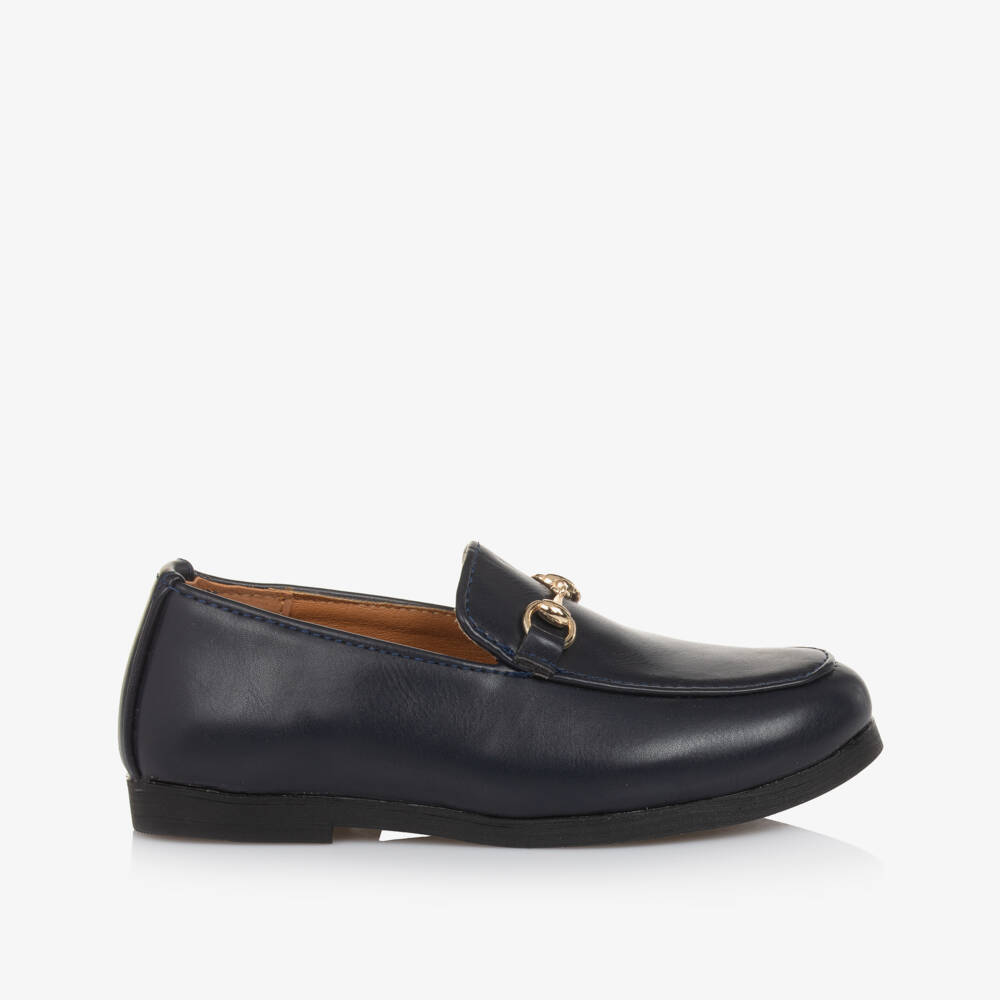 Sevva-Boys Blue Faux Leather Horsebit Loafers | Childrensalon