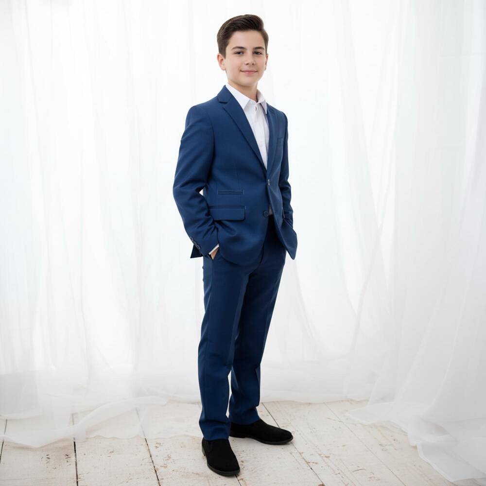 Sevva-Boys Blue Twill Single Breasted Suit | Childrensalon