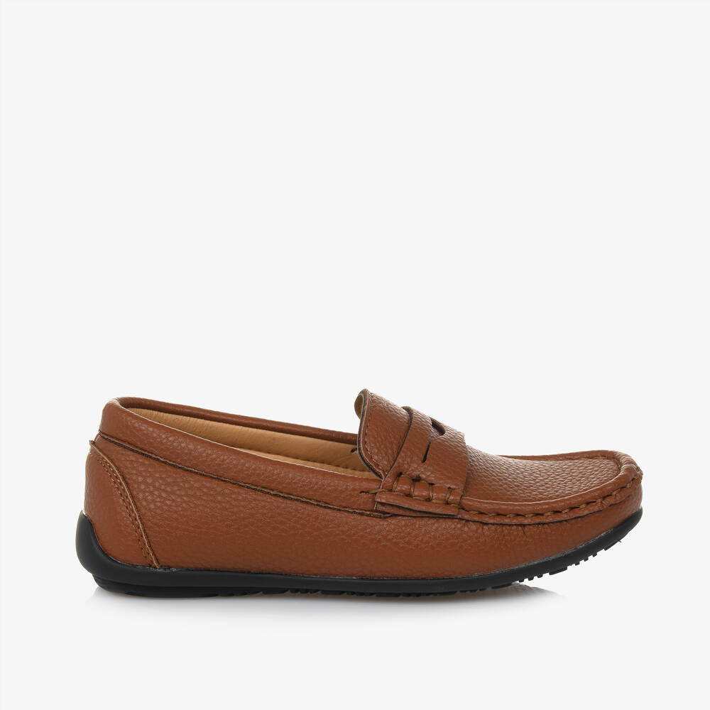 Sevva-Boys Brown Faux Leather Loafers | Childrensalon