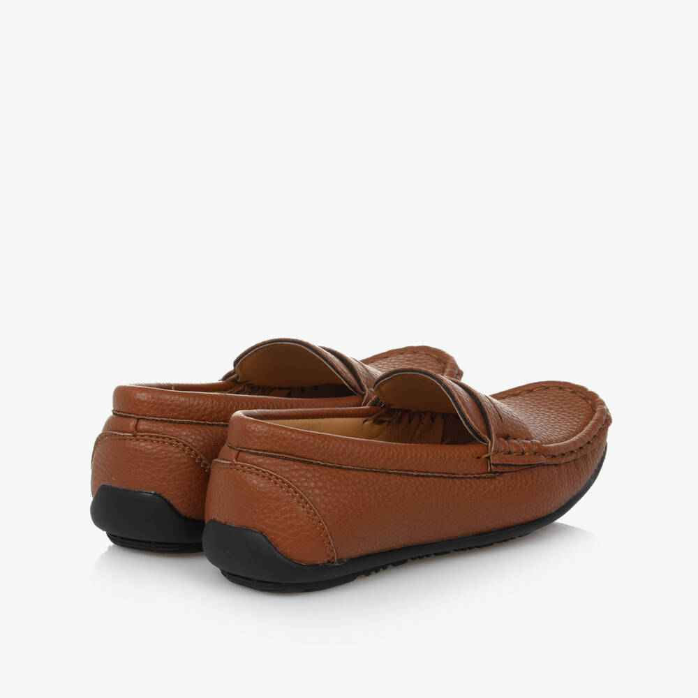 Sevva-Boys Brown Faux Leather Loafers | Childrensalon