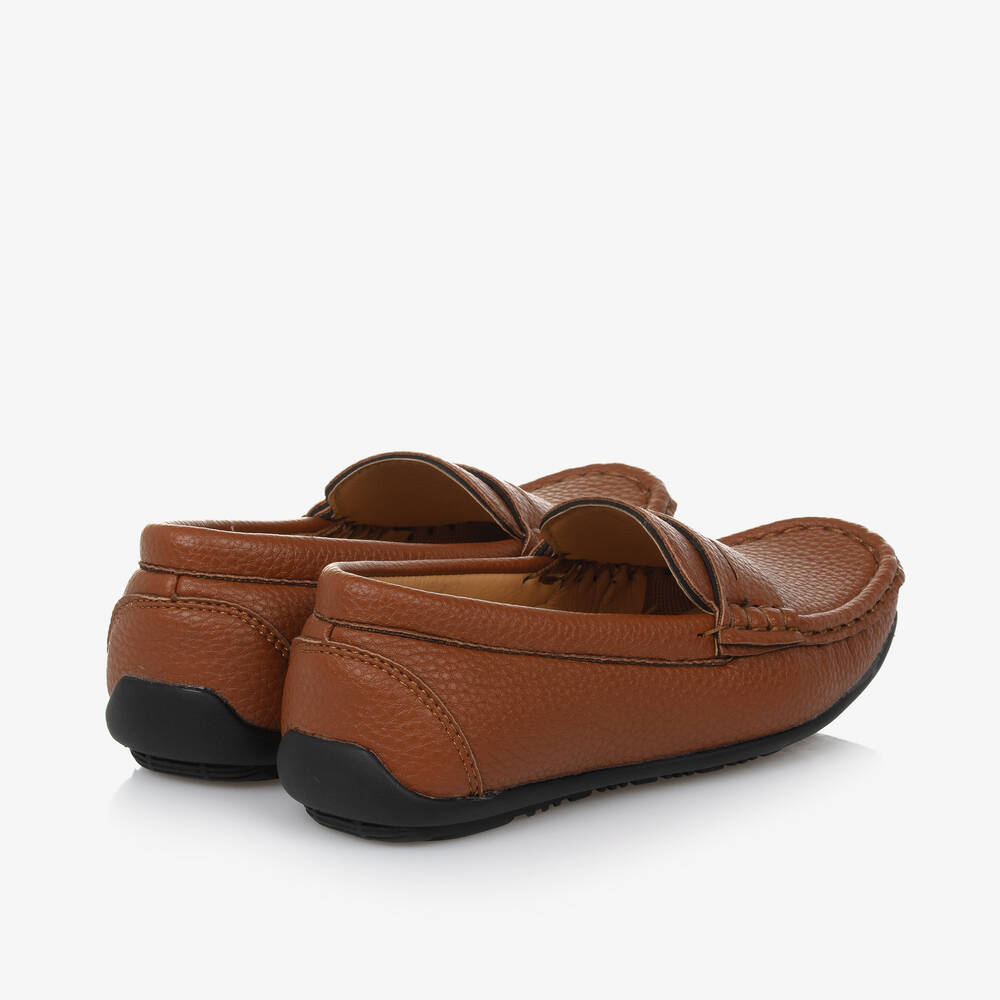 Sevva-Boys Brown Faux Leather Loafers | Childrensalon