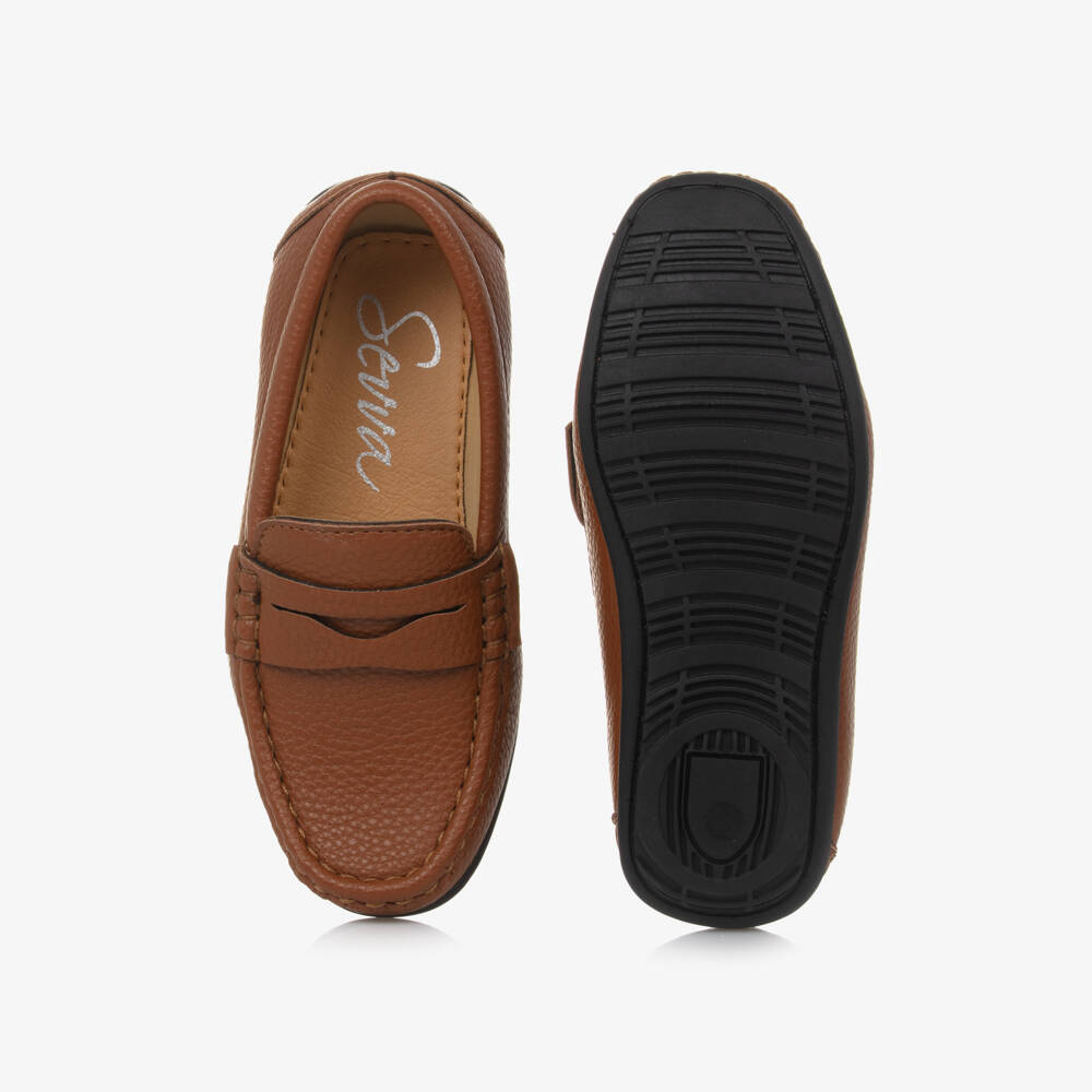 Sevva-Boys Brown Faux Leather Loafers | Childrensalon