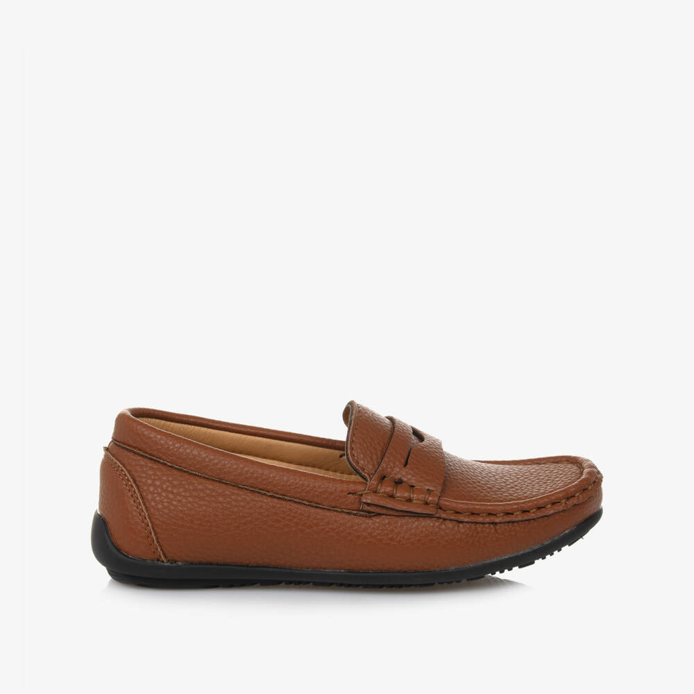 Sevva-Boys Brown Faux Leather Loafers | Childrensalon