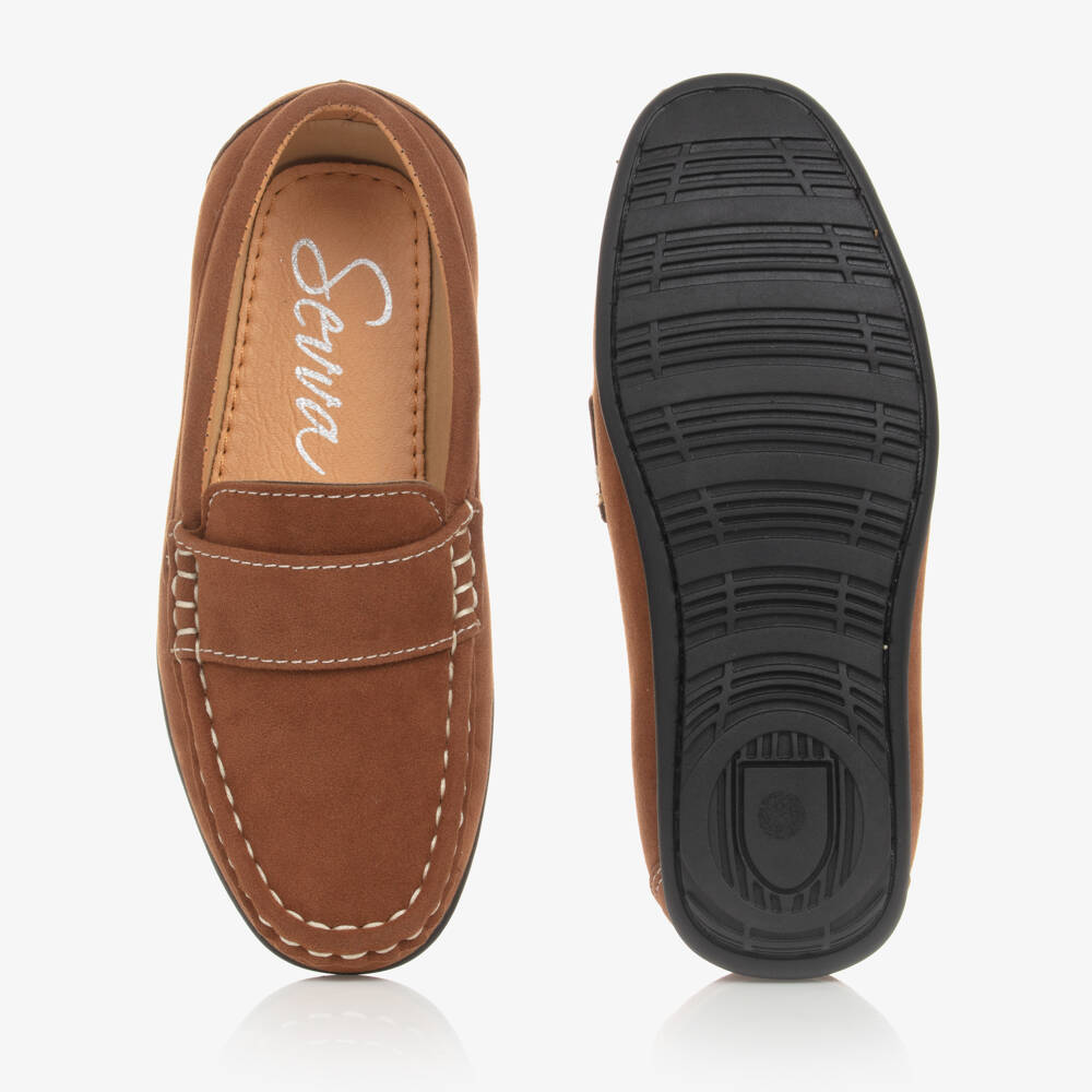 Sevva-حذاء لوفر جلد صناعي لون بني للأولاد | Childrensalon