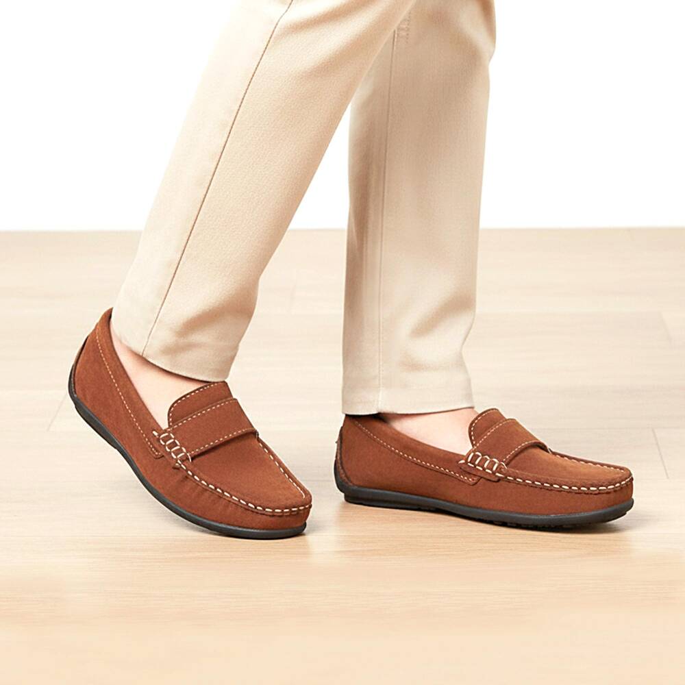 Sevva-Boys Brown Faux Suede Loafers | Childrensalon