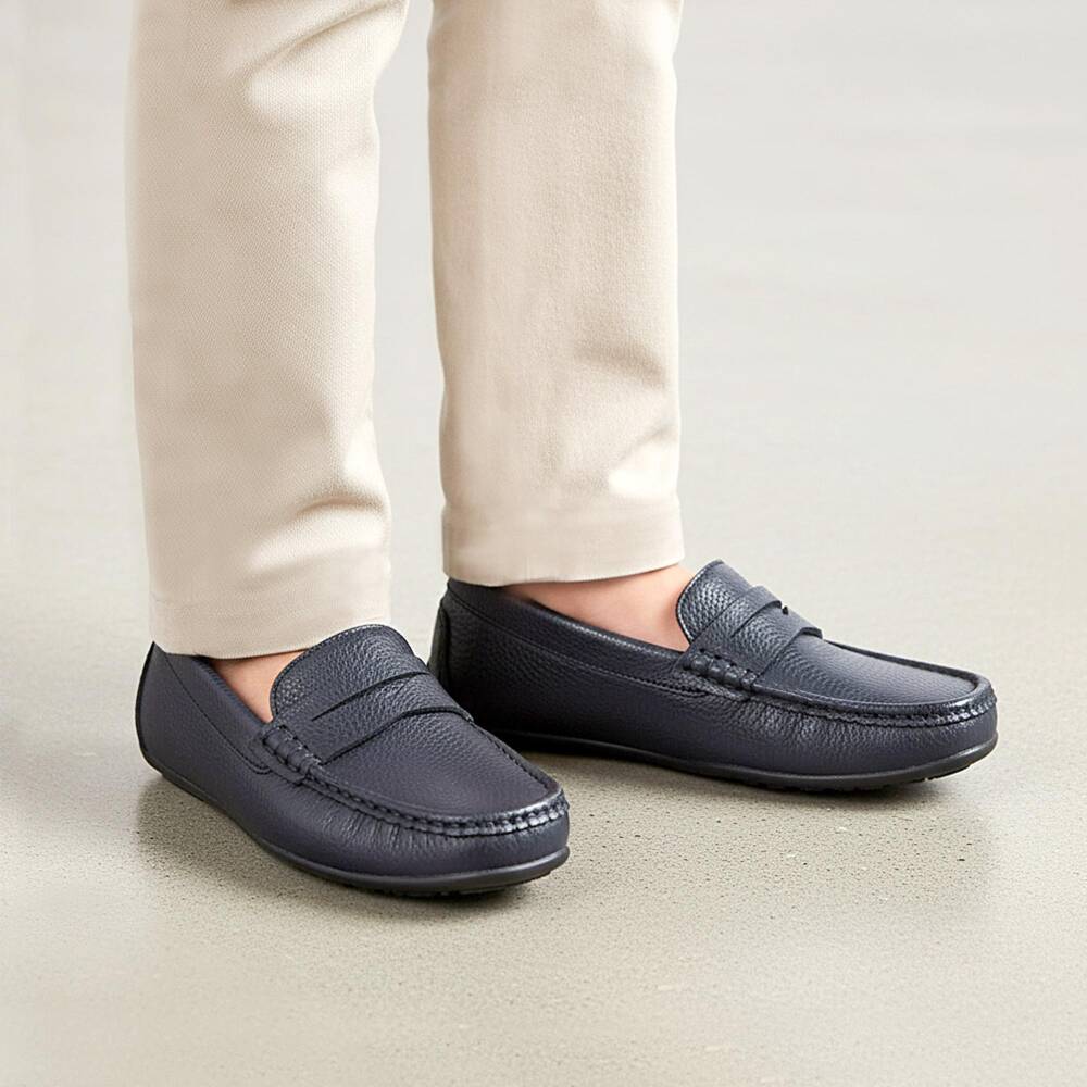 Sevva-Boys Navy Blue Faux Leather Loafers | Childrensalon