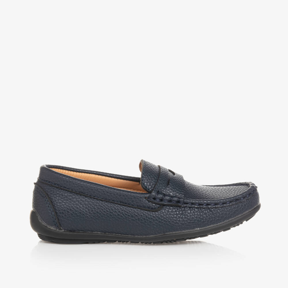 Sevva-Boys Navy Blue Faux Leather Loafers | Childrensalon