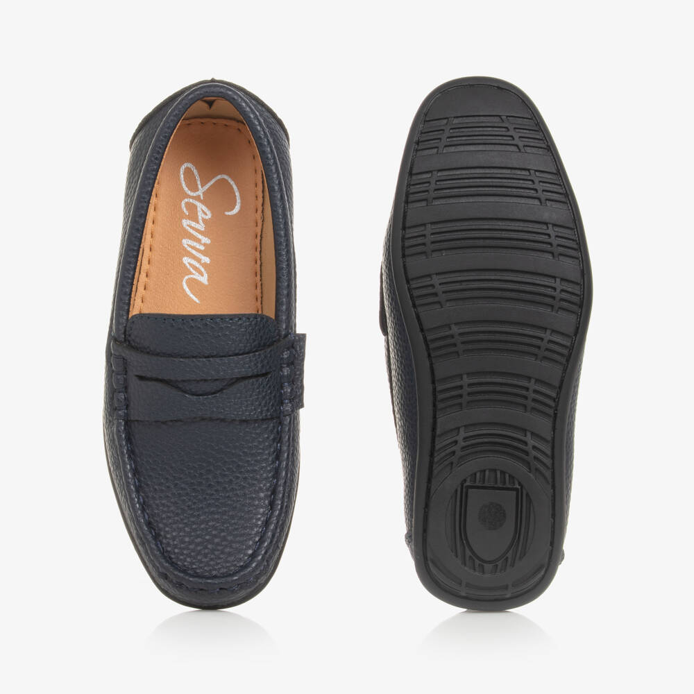 Sevva-Boys Navy Blue Faux Leather Loafers | Childrensalon