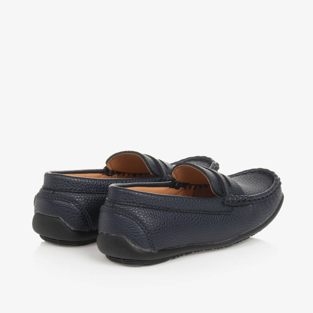 Sevva-Boys Navy Blue Faux Leather Loafers | Childrensalon