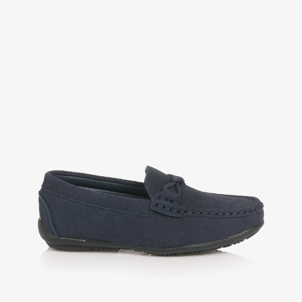 Sevva-Boys Navy Blue Faux Suede Leather Loafers | Childrensalon