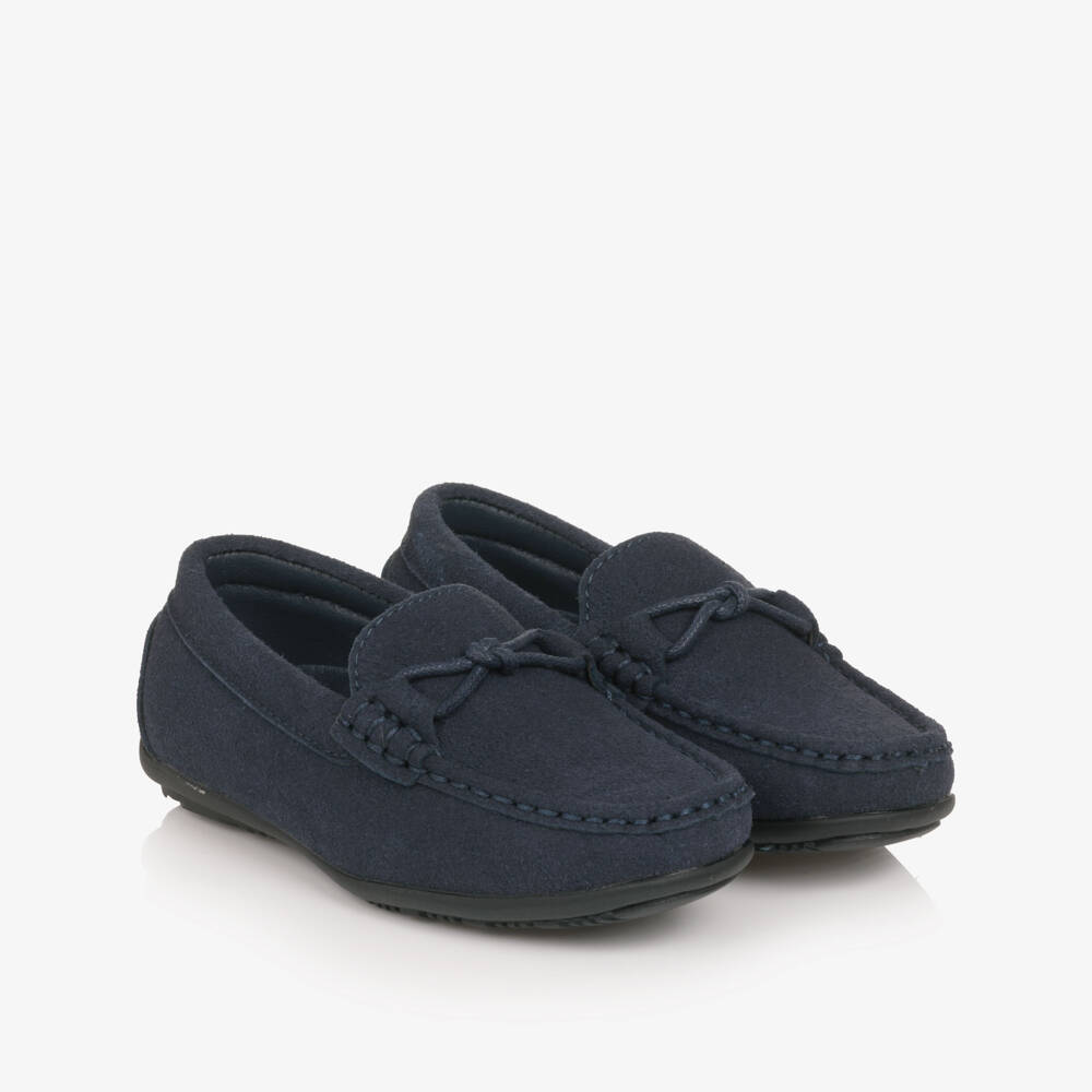 Sevva-Boys Navy Blue Faux Suede Leather Loafers | Childrensalon