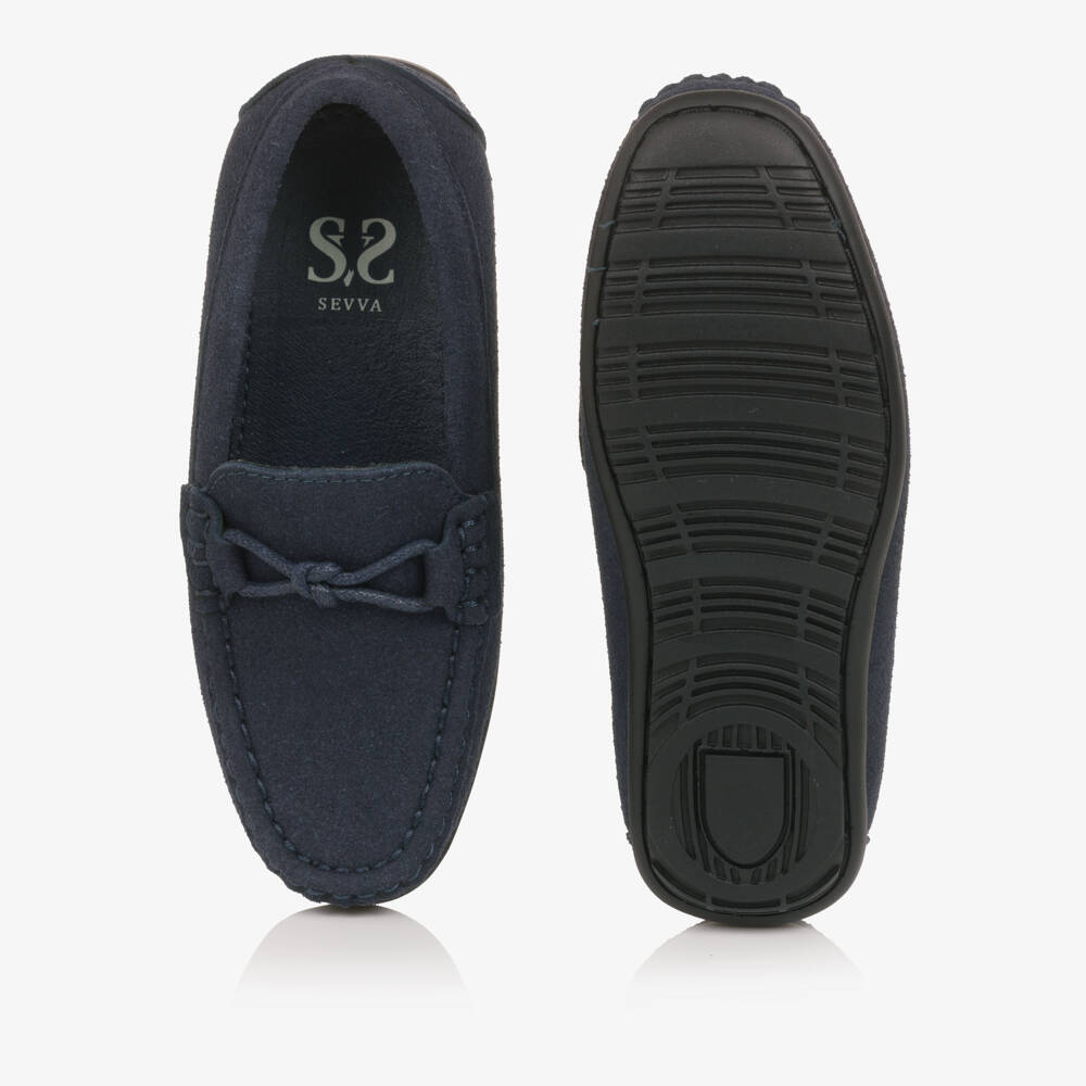 Sevva-Boys Navy Blue Faux Suede Leather Loafers | Childrensalon