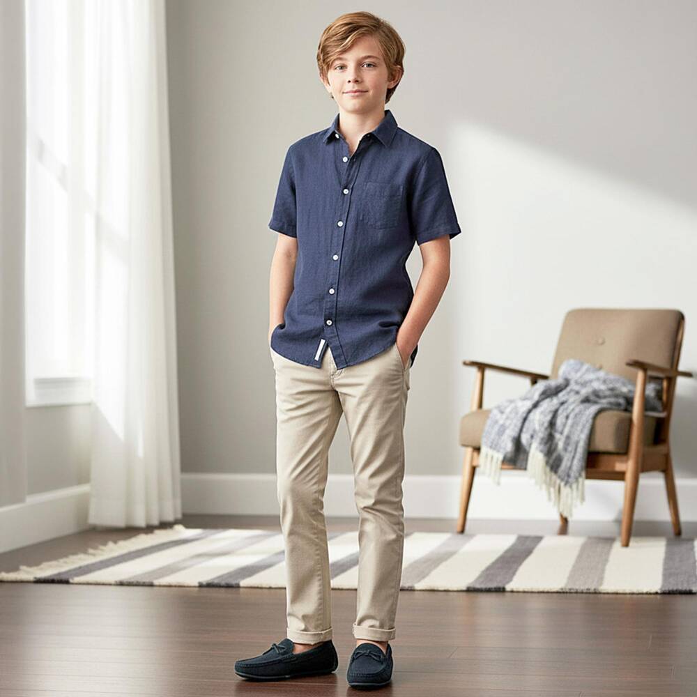 Sevva-Boys Navy Blue Faux Suede Leather Loafers | Childrensalon