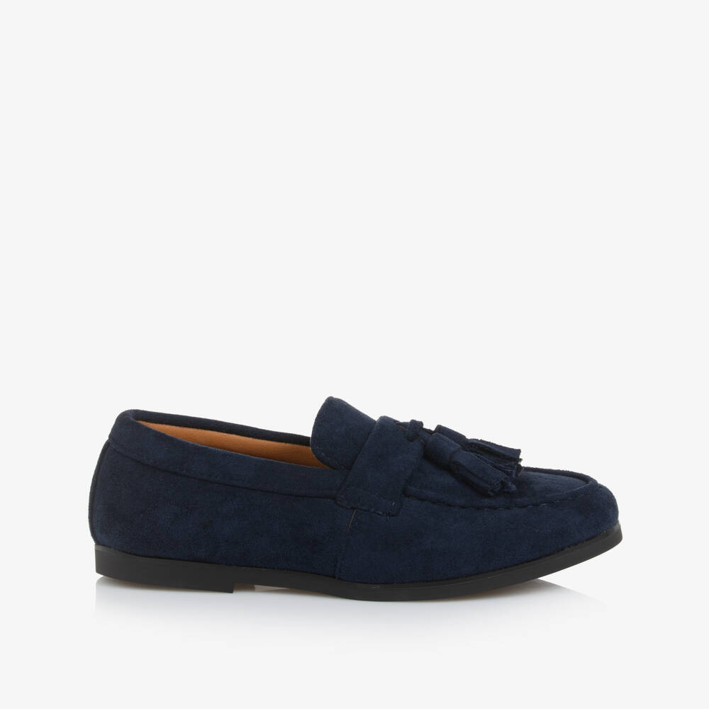 Sevva-Boys Navy Blue Faux Suede Leather Tassel Loafers | Childrensalon