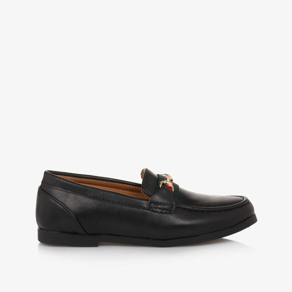 Sevva-Boys Smart Black Faux Leather Horsebit Loafers | Childrensalon