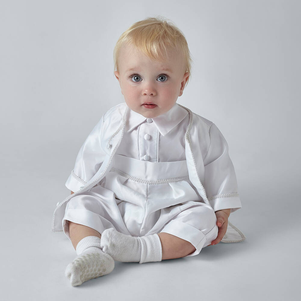 Sevva-Boys White Ceremony Babysuit Set | Childrensalon