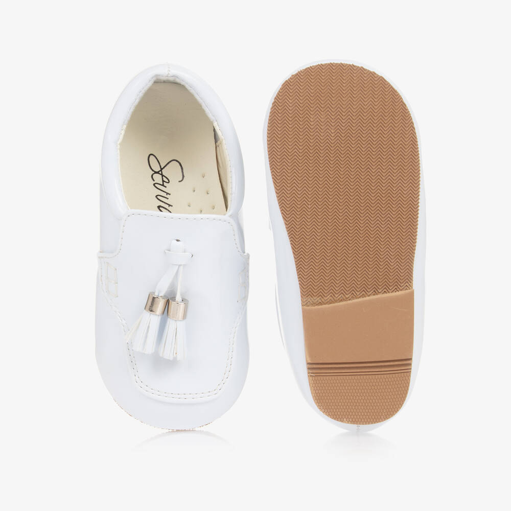 Sevva-حذاء لوفر جلد لامع لون أبيض للأولاد | Childrensalon