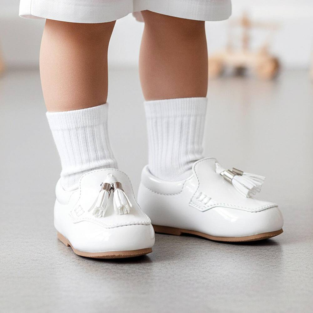 Sevva-Boys White Faux Patent Leather Loafers | Childrensalon